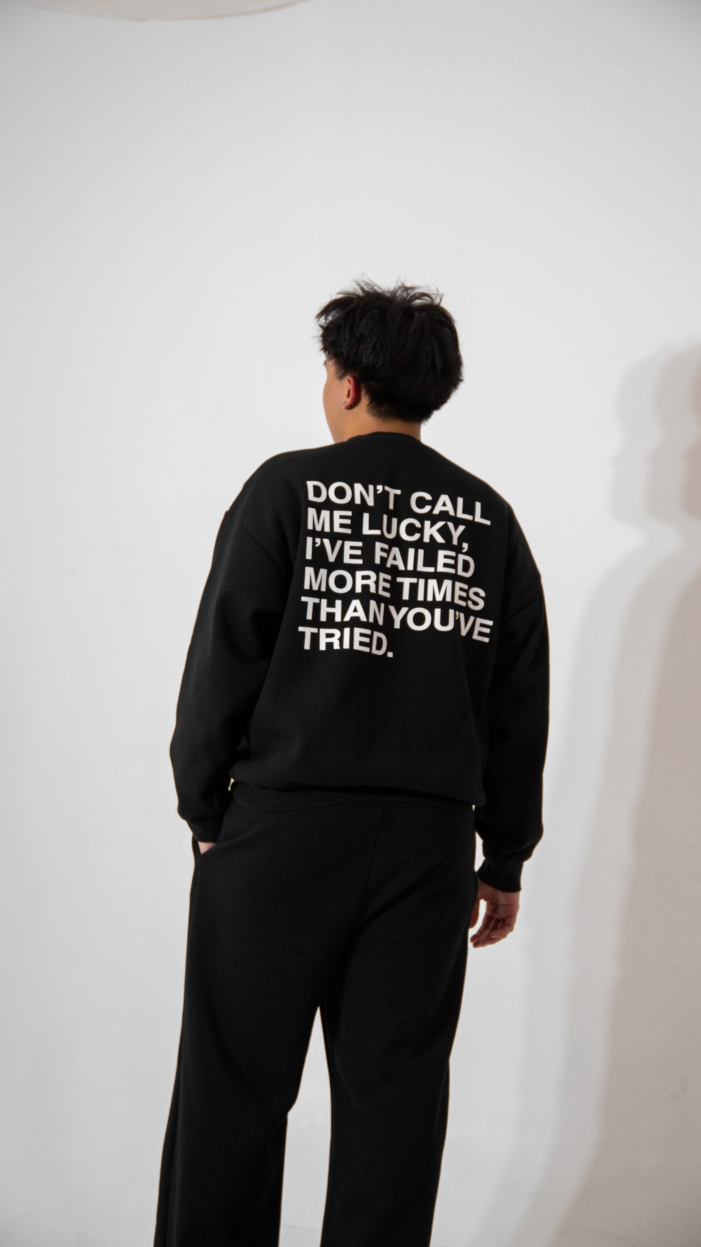 'Don't Call Me Lucky' Crewneck - Black